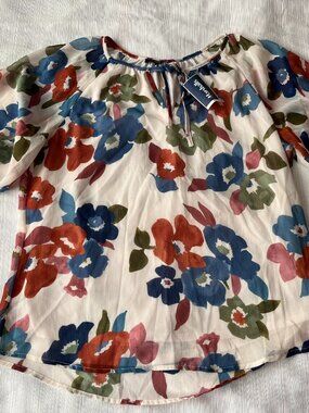 Tamara H. Women's Floral Lined Blouse Short Sleeve Size S/P